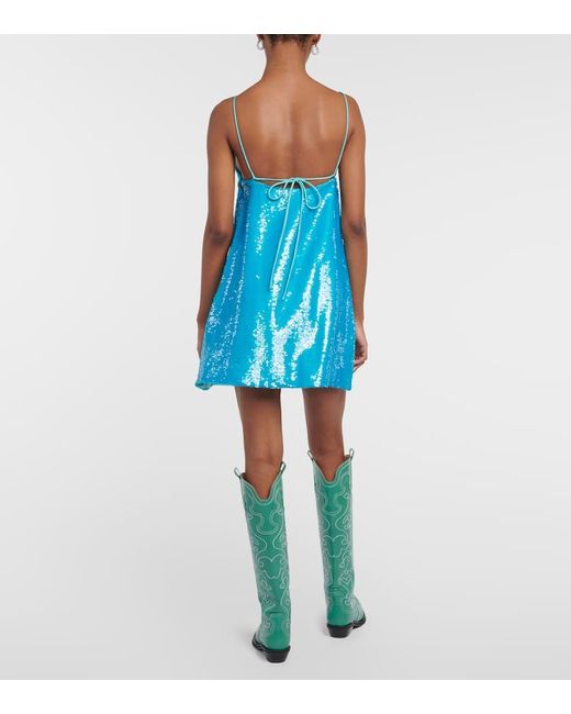 Ganni Blue Sequined Minidress