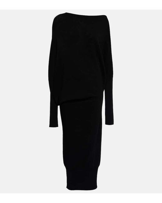 Wolford Black Draped Jersey Sweater Dress