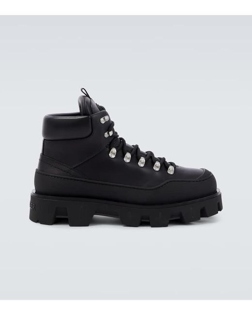 Moncler Black Peak Trek Leather Lace-Up Boots for men