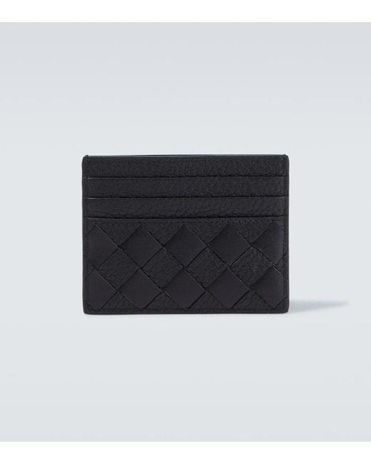 Bottega Veneta Black Intrecciato Leather Card Holder for men