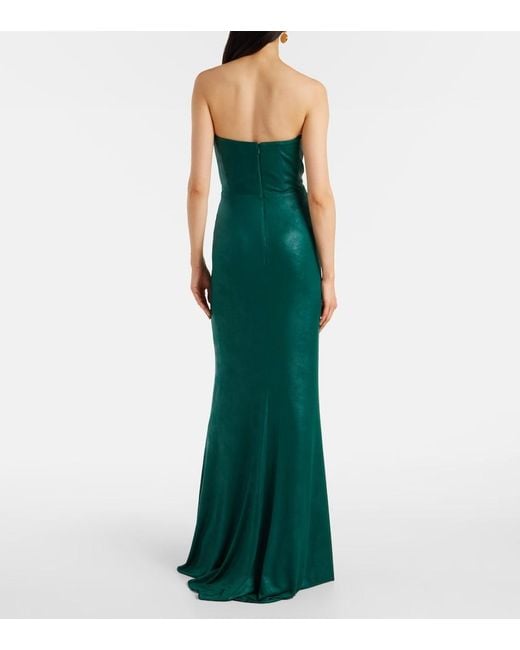 Elie Saab Green Ruched Jersey Gown
