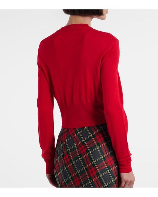 Vivienne Westwood Red Bea Cropped Wool And Silk Cardigan