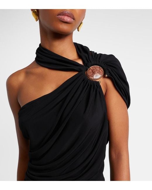 Christopher Esber Black Embellished Draped Jersey Top