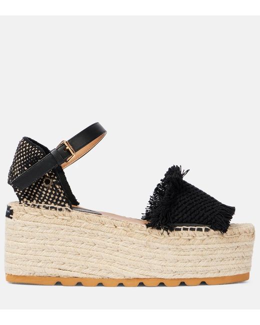 Stella McCartney Black Gaia Jacquard Webbing And Alter Mat Espadrilles