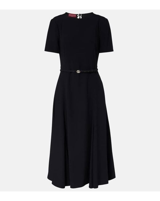 Gucci Black Satin Dress With Double G Belt