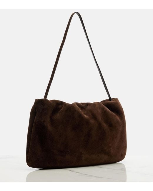 The Row Brown Bourse Medium Suede Shoulder Bag