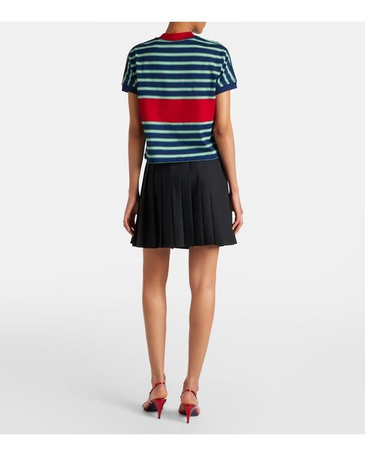 Versace Black Pleated Wool And Mohair Miniskirt