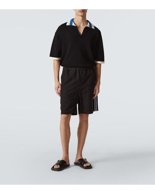 Commas Black Crochet-Trimmed Shorts for men