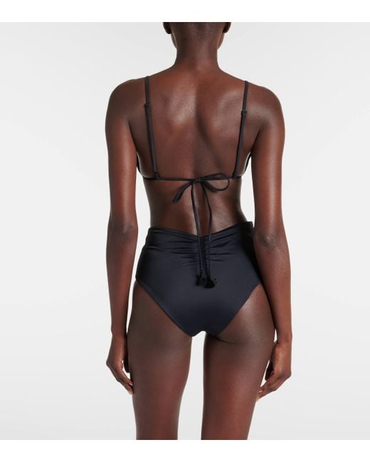 Johanna Ortiz Black Embroidered Bikini Top