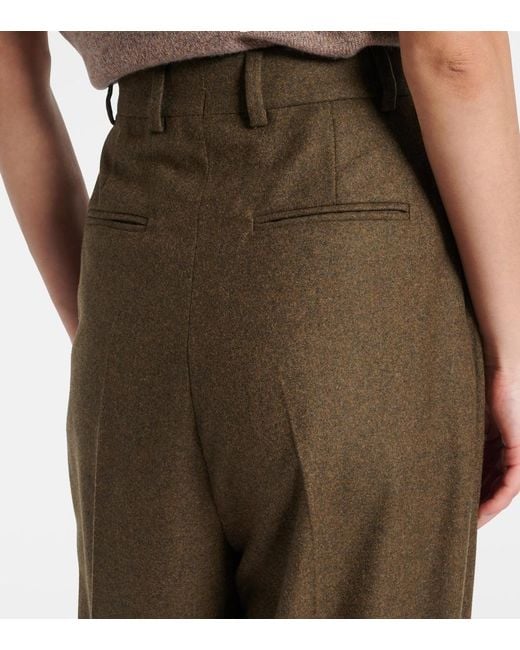 Loro Piana Brown Kurt Wool And Cashmere Wide-Leg Pants