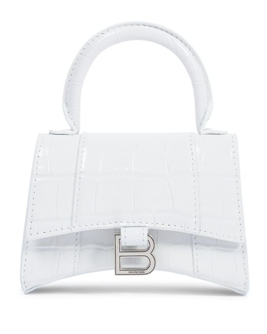 Balenciaga Hourglass Mini Leather Crossbody Bag in White | Lyst