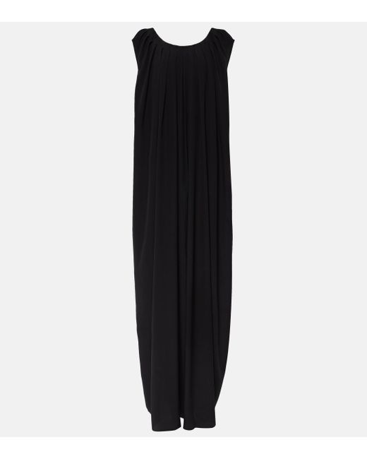 FFORME Black Pleated Silk Maxi Dress