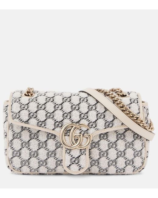 Gucci Metallic Gg Marmont Small Tweed Shoulder Bag