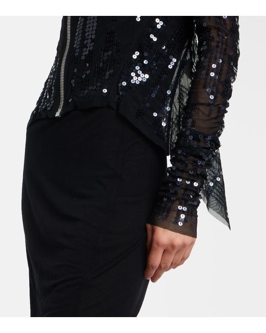 Rick Owens Black Gary Sequined Tulle Jacket