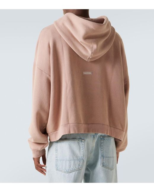 Acne Pink Logo Cotton Hoodie for men