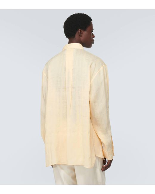 King & Tuckfield Natural Striped Linen And Silk Shirt for men