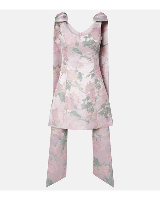 Markarian Pink Gita Floral Brocade Minidress