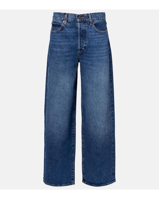 FRAME Blue High-Rise Wide-Leg Jeans Detour