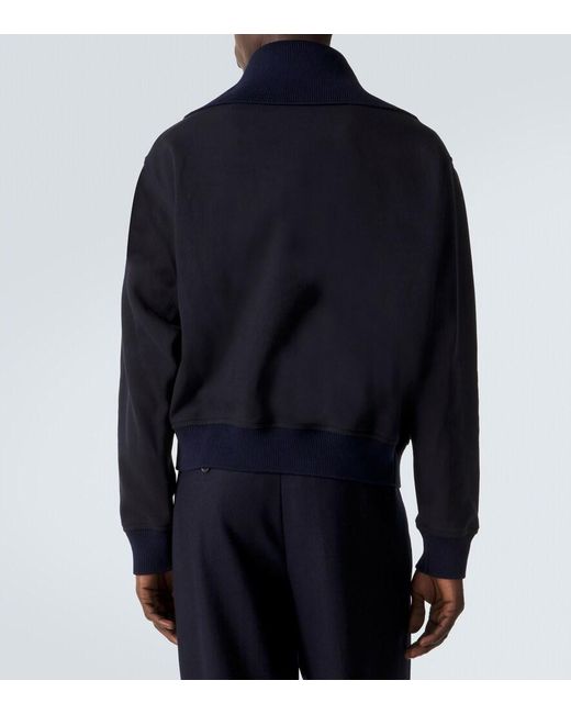 Jil Sander Blue Cotton Half-Zip Sweatshirt for men