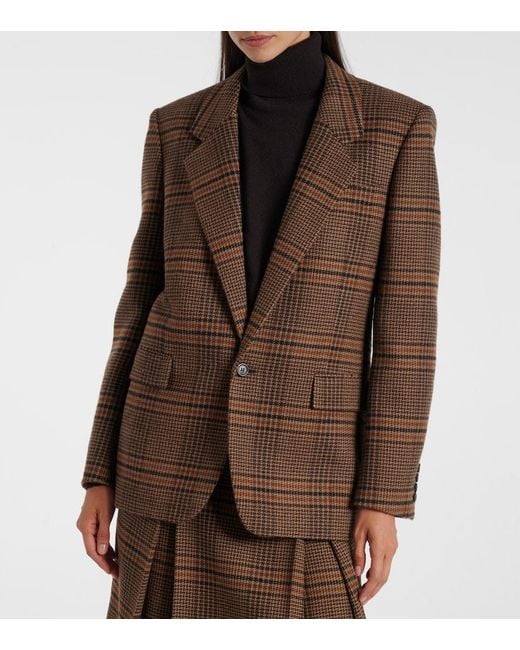 Saint Laurent Brown Checked Wool Blazer