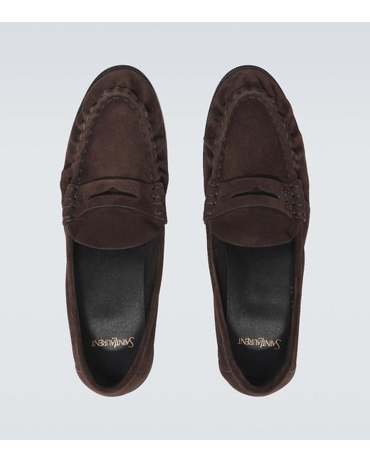 Saint Laurent Black Le Loafer Suede Penny Loafers for men