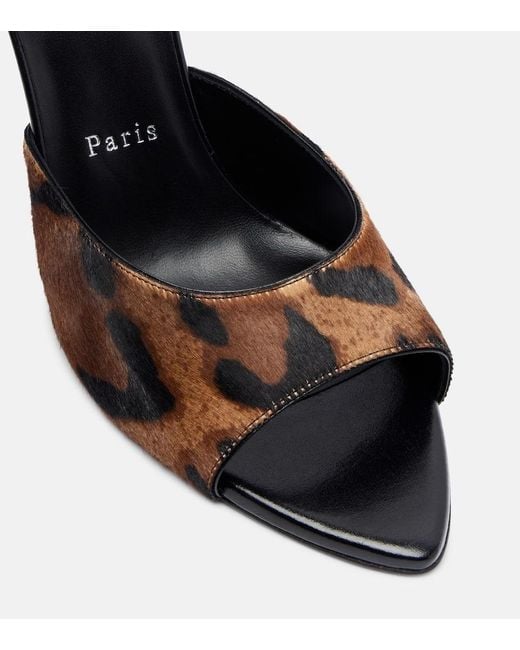 Christian Louboutin Black Miss Z 100 Leopard-Print Calf Hair Mules