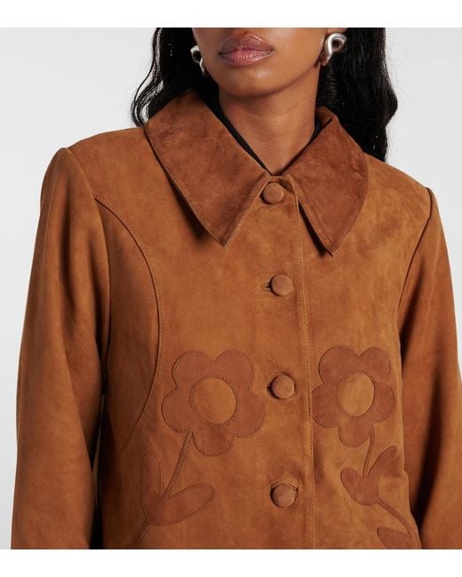 Rixo Brown Dionne Applique Suede Jacket