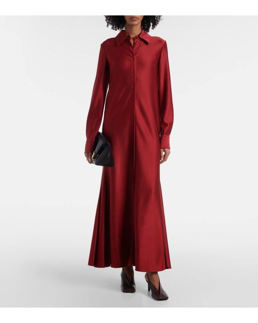 Jil Sander Red Hemdblusenkleid Aus Satin