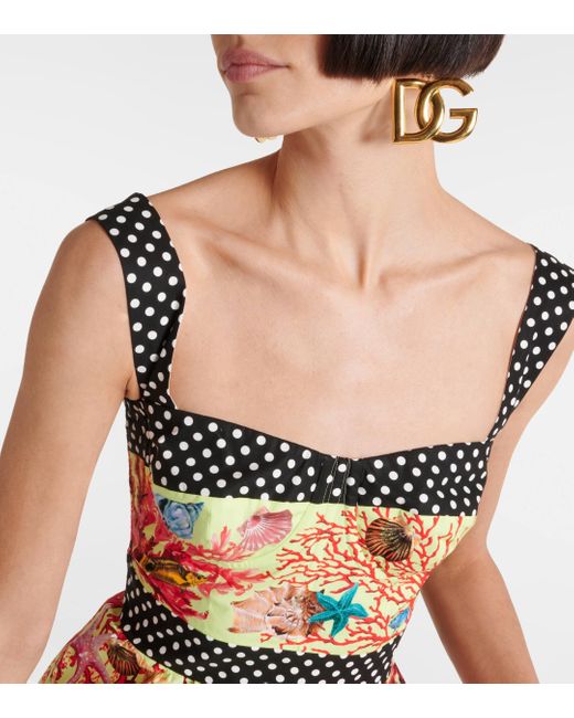 Robe Capri imprimee en coton Dolce & Gabbana en coloris Multicolor