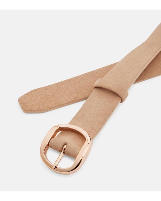 Gabriela Hearst Natural Elster Thin Suede Belt