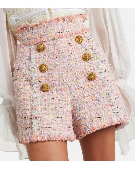 Balmain Pink Tweed Shorts