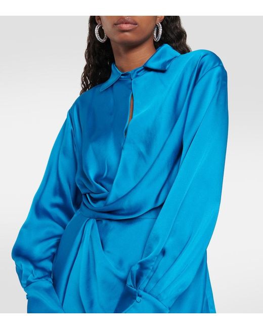 Jonathan Simkhai Blue Talit Satin Wrap Minidress