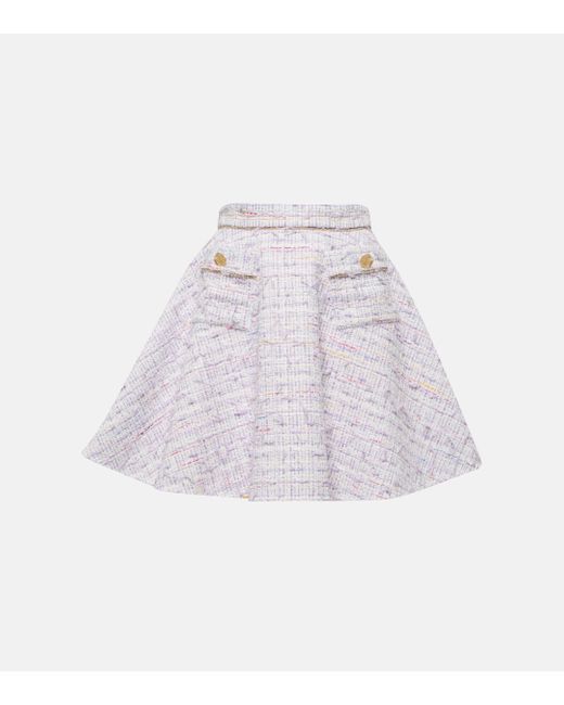 Mini-jupe en tweed de coton melange Nina Ricci en coloris White