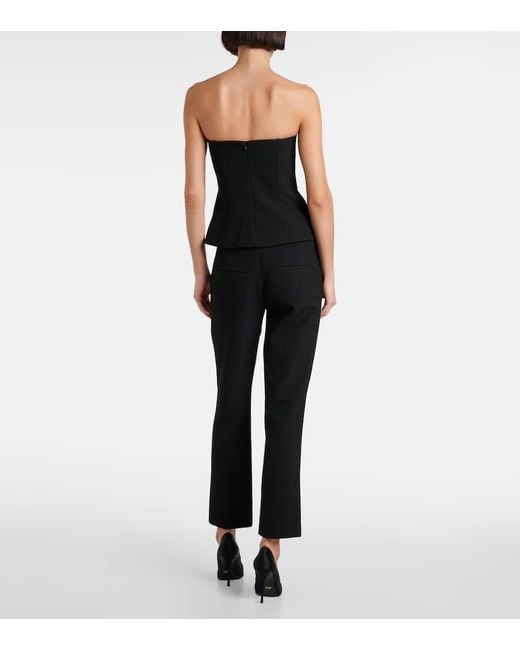 Veronica Beard Black Arlette Peplum Corset Top