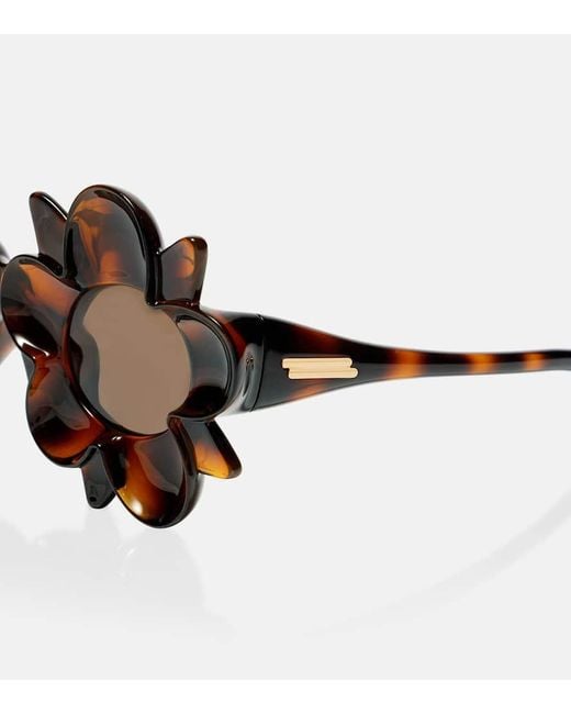 Bottega Veneta Brown Peggy Flower Round Sunglasses