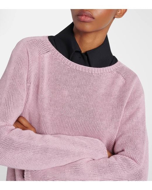 Max Mara Pink Pullover Giolino aus Leinen