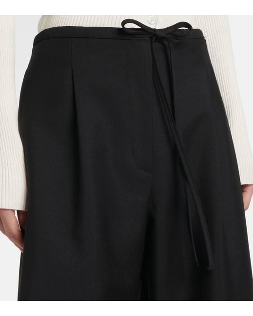 Rohe Black Wool And Mohair Wide-Leg Pants