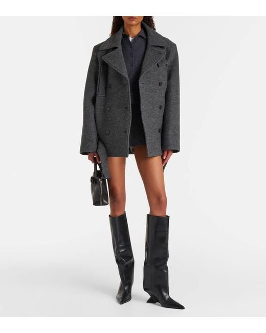 Frankie Shop Gray Scothern Virgin Wool Peacoat