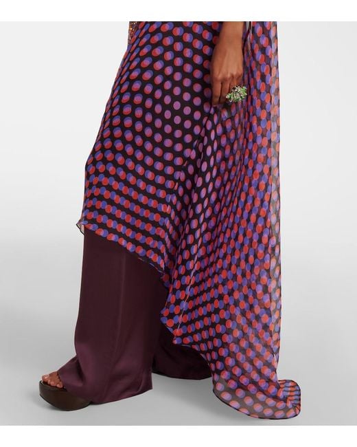 Dries Van Noten Purple Polka-Dot Silk Satin Midi Dress