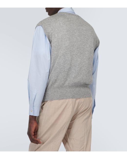 Auralee Gray Cashmere And Silk Sweater Vest for men