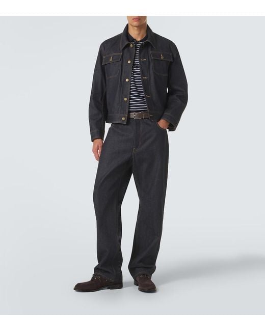 Thom Browne Blue 4-Bar Striped Cotton Polo Shirt for men
