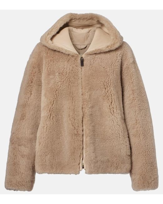 Max Mara Natural Sole Hooded Shearling Jacket
