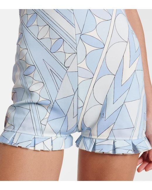 Emilio Pucci Blue Manuba Halterneck Jersey Romper