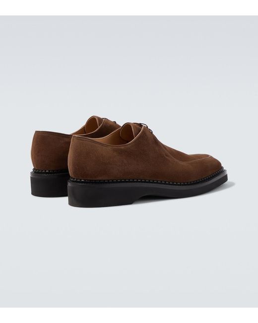 John Lobb Brown Ted Suede Oxford Shoes for men