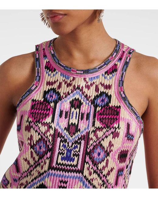 Embroidered Dress With Bangs Abiti Rosa-Donna di Isabel Marant in Purple
