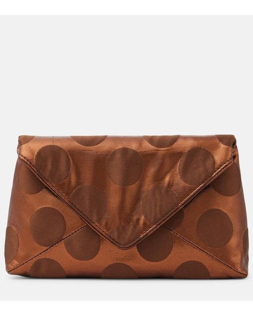 Dries Van Noten Brown Polka-Dot Metallic Clutch