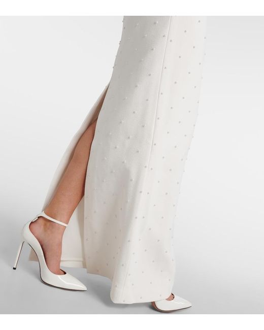 Rebecca Vallance White Bridal Theresa Faux Pearl-Embellished Gown