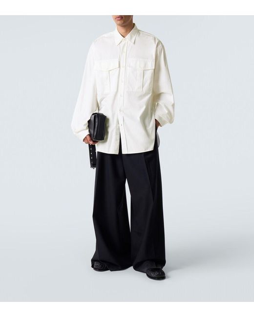Dries Van Noten White Oversized Cotton Twill Shirt for men