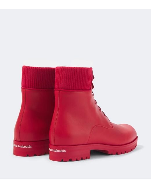 Christian Louboutin Red Trapman Tct 2 Leather Lace-Up Boots for men