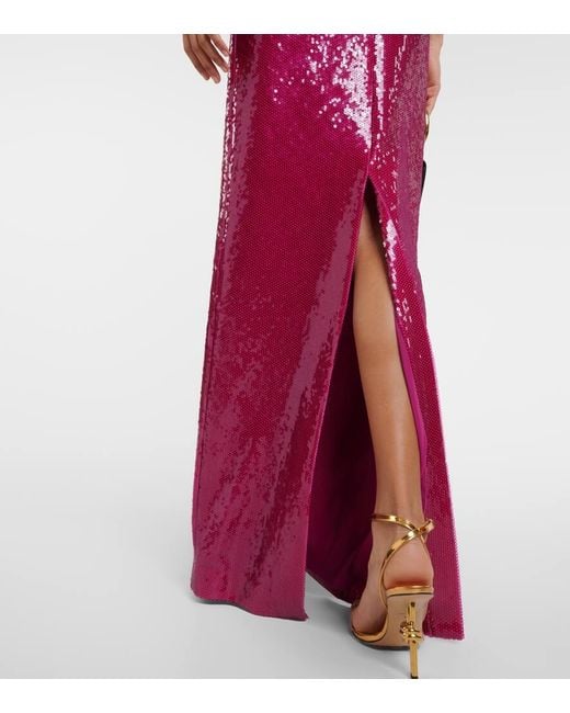 Robe Longue Courtney A Sequins Rebecca Vallance en coloris Red